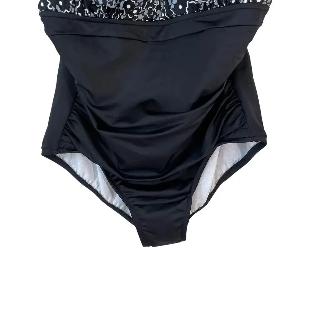 NWT SWIM SOLUTIONS Floral Tummy Control One Piece Swimsuit Bathing Suit 10 Pool - Picture 7 of 11